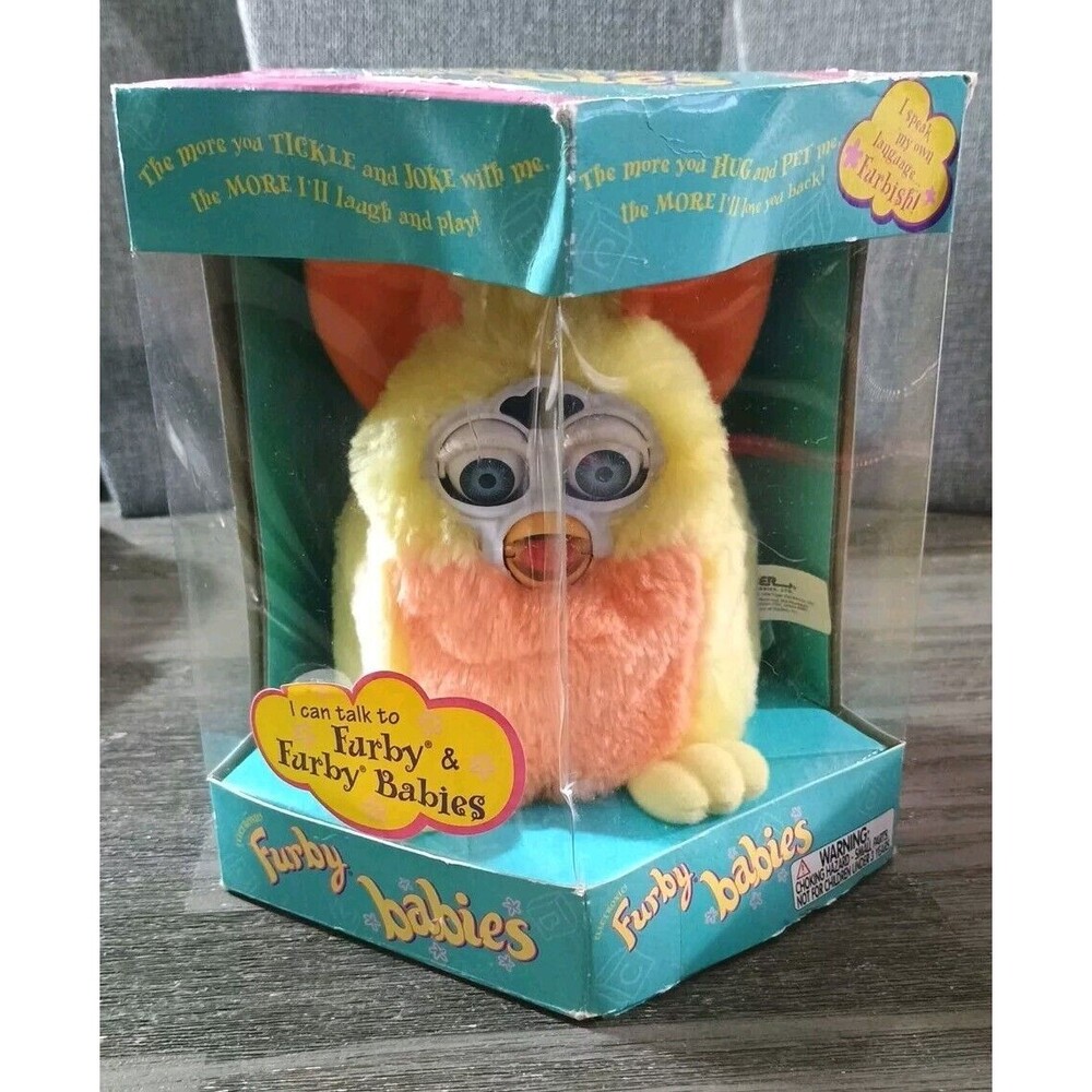 TIGER 1999 Furby Babies Yellow Orange Blue Eyes Rare Sealed